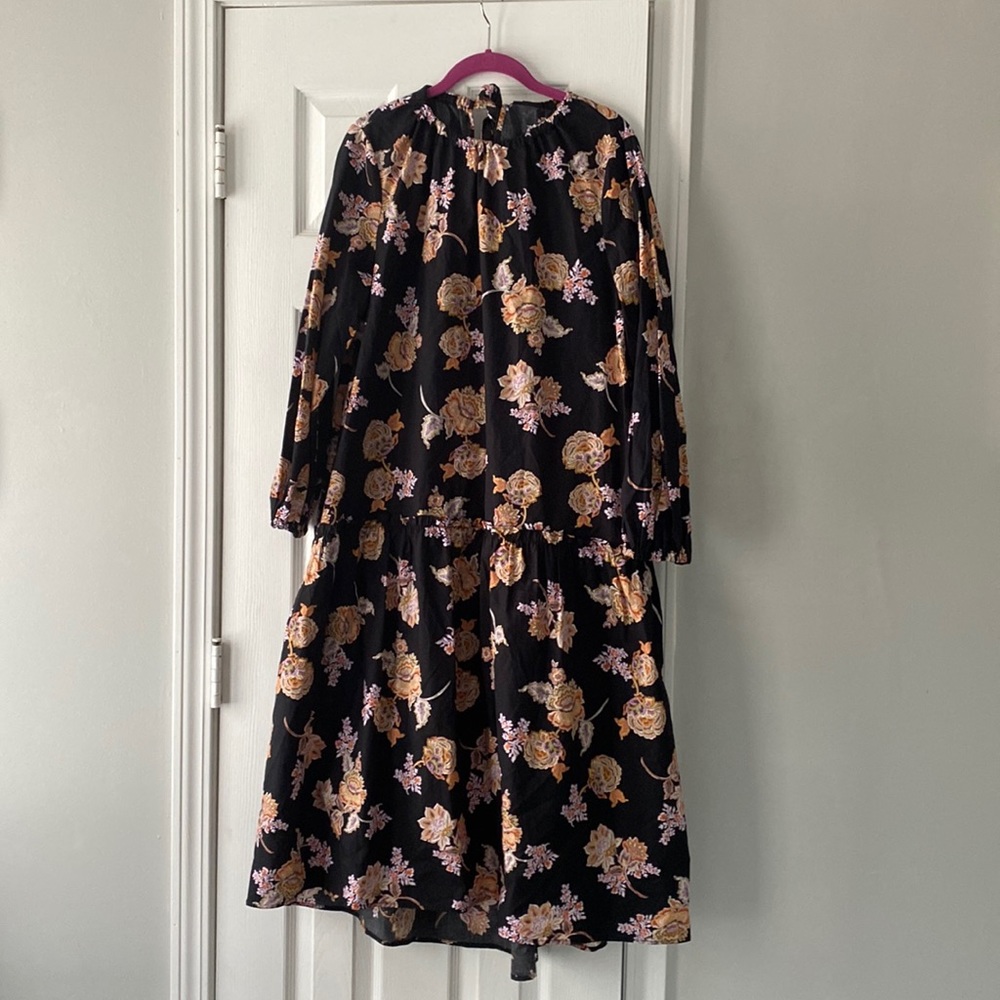 Who What Wear Prairie Paisley Long Sleeve Dress